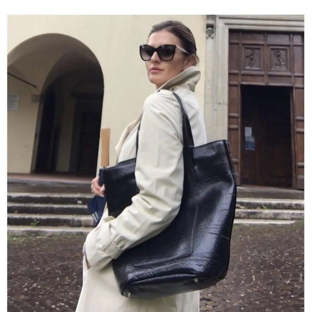 Brunello Cucinelli Black Leather Tote Bag Italian Luxury Designer Purse